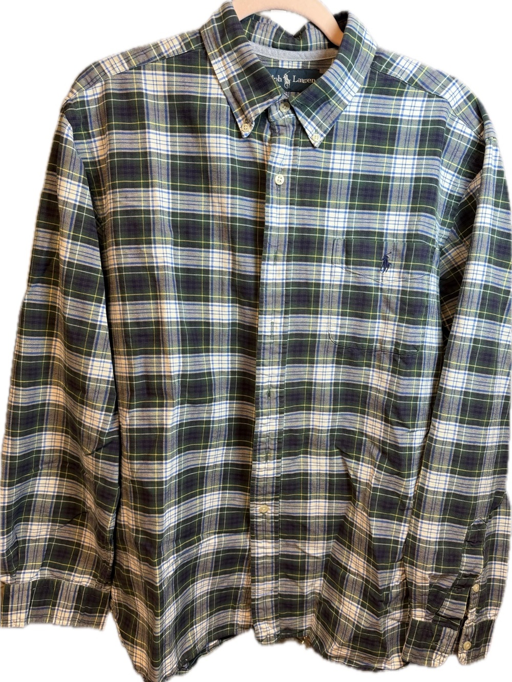 Ralph Lauren Green and Navy Plaid Button-Down Shirt